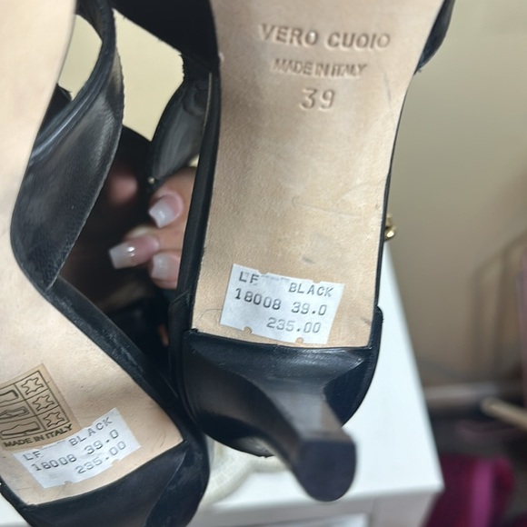Vero curio  black leather heels made in Italy - Picture 8 of 8